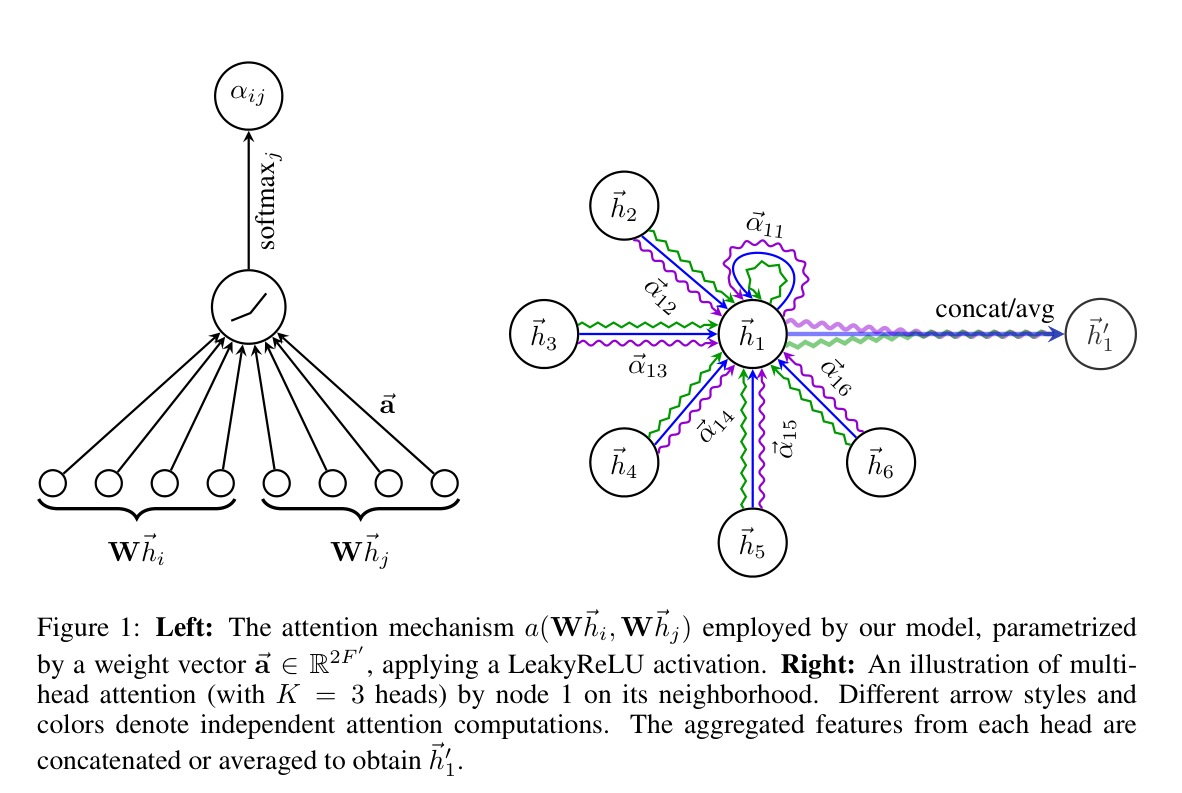 GAT Figure 1: attention mechanism and multi-head